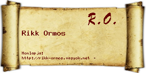 Rikk Ormos névjegykártya